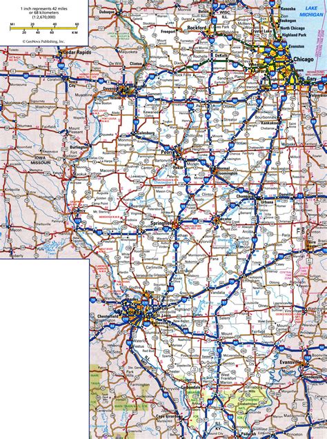 detailed road map of illinois.